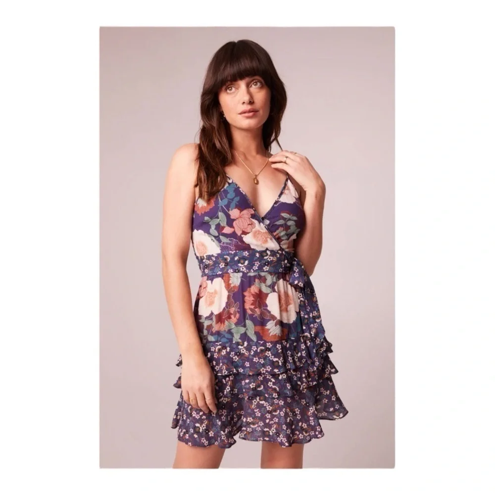 Band of the Free Margaux Purple Mixed Floral Mini Dress NWT - Picture 6 of 6